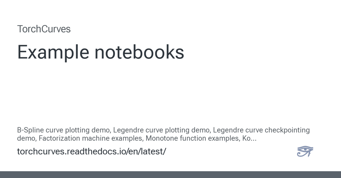 Example notebooks — TorchCurves documentation